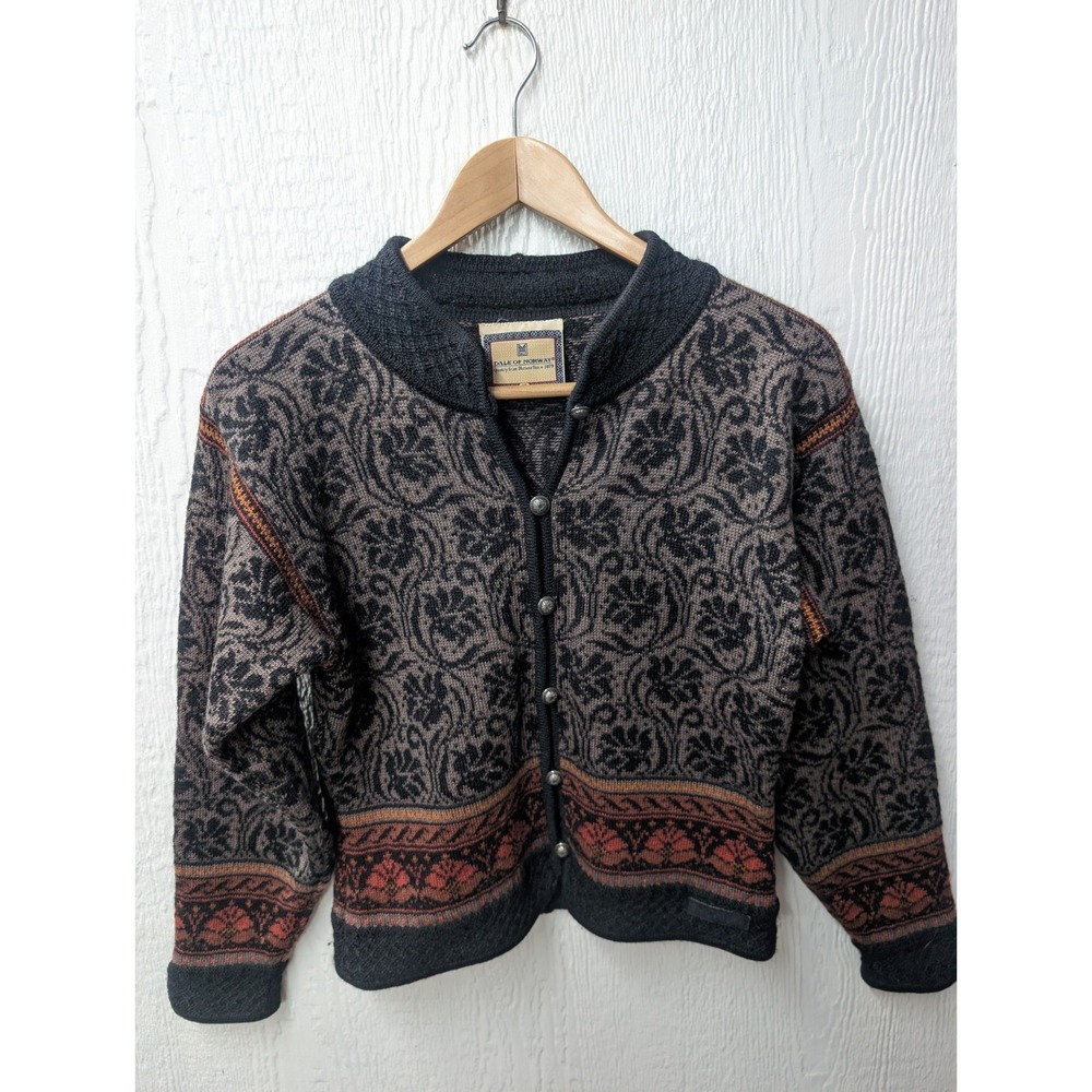 Dale of Norway 100% Wool Cardigan Sweater Pewter Buttons Fair Isle Women's Small